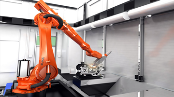 Robô de corte a laser na fabricação de eletrodomésticos para o grupo Midea